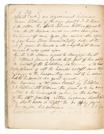 (SLAVERY.) Diary of a Mississippi cotton planter, including agreements with overseers.